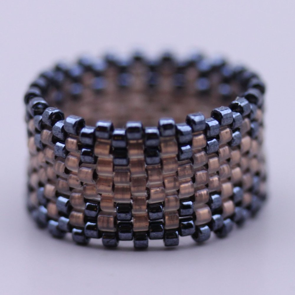 Handwoven Artisan Beaded Rings -  Wide Band Beaded Ring - New - Picture 3 of 14